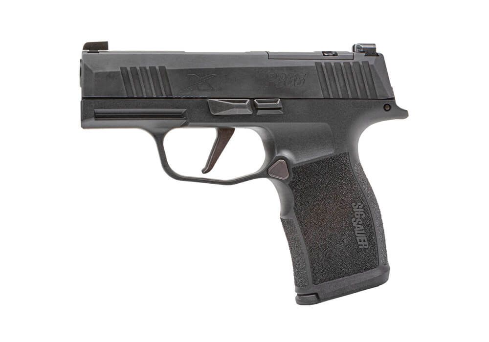 "Unveiling the Sig Sauer P365X Pistol, a compact marvel of innovation and performance captured in this image. The P365X showcases Sig Sauer's commitment to precision engineering and versatility."
