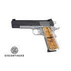 The SIG SAUER 1911 STX non-railed pistol features a Nitron slide over a natural stainless frame. Beautiful custom wood grips make the SIG STX unique.