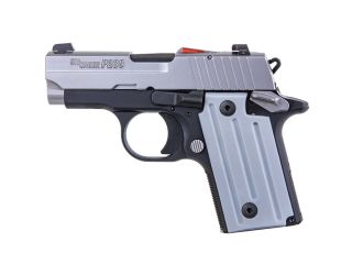 "The P238 TWO TONE CA COMPLIANT pistol: A compact and reliable firearm featuring a two-tone finish, designed to meet California compliance standards."