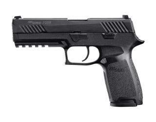 "Presenting the Sig Sauer P320 NITRON FULL-SIZE Pistol, a symbol of precision and reliability captured in this image. The P320 NITRON FULL-SIZE embodies Sig Sauer's commitment to excellence, featuring a full-size frame and advanced engineering."