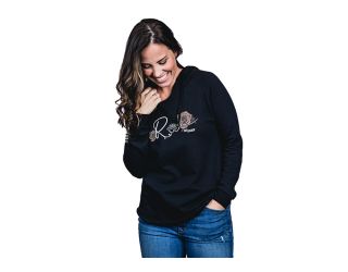 ROSE NINE LINE WOMENS V-NECK HOODIE - BLACK 