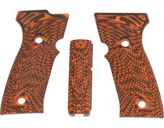 P320 AXG LOK GRIP PANEL SET, VELOCE STANDARD, ORANGE BLACK