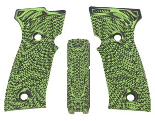 P320 AXG LOK GRIP PANEL SET, VELOCE PALM SWELL, GREEN BLACK