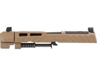 P320 SPECTRE COMP FULL-SIZE 9MM INTEGRATED COMPENSATOR 4.7" COMPLETE SLIDE ASSEMBLY, OPTIC READY, COYOTE BROWN