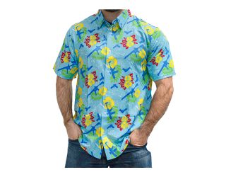 SIG HAWAIIAN PRINT BUTTON-DOWN TSHIRT [SM & 3XL LEFT]