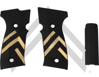 P320 AXG LEGION LOK GRIP PANEL SET, BRASS GRIDLOK - BLACK