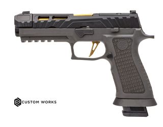 "The P320 SPECTRE COMP pistol: A precision-engineered firearm equipped with advanced compensator technology for enhanced control and accuracy."