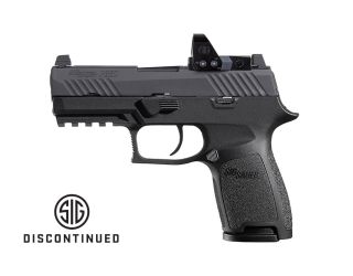 "The P320 RXP COMPACT pistol: A versatile handgun equipped with an integrated reflex sight for quick target acquisition and enhanced accuracy."
