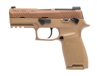 "The P320-M18 CALIFORNIA pistol: Reliable performance meeting strict compliance standards for California shooters."