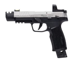 "Behold the Sig Sauer P322-COMP pistol, a compact powerhouse showcased in this image. With its sleek design and advanced features, the P322-COMP exemplifies Sig Sauer's commitment to precision and innovation in firearms. This compact pistol is designed fo