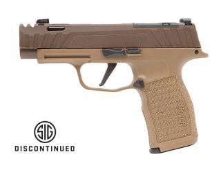 "Introducing the Sig Sauer P365XL SPECTRE COMP COYOTE Pistol, a versatile and powerful firearm captured in this image. The P365XL SPECTRE COMP COYOTE features a coyote tan finish, complemented by the advanced SPECTRE Compensator for enhanced control and a