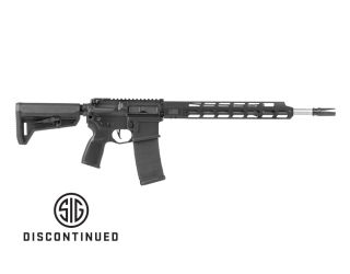 Explore the rugged sophistication of the Sig Sauer M400 Tread rifle in this striking image. The sleek design and precision engineering of this modern firearm are showcased, featuring a modular platform that delivers exceptional performance. With its versa