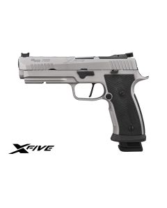 "The P320-XFIVE SXG pistol: A competition-ready firearm featuring Sig Sauer's innovative SXG grip module for enhanced control and precision, designed to elevate your performance on the range."