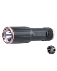 Explore the Sig Sauer FOXTROT-EDC COMPACT ROSE EDITION flashlight, where style meets function in this captivating image. This compact tactical flashlight seamlessly integrates the precision engineering of Sig Sauer with the refined aesthetics of the rose
