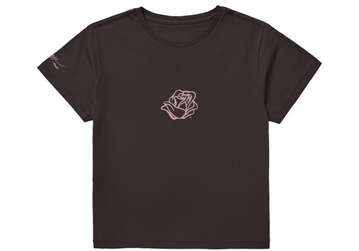 ROSE MARK WOMEN'S CROPPED T-SHIRT - BLACK