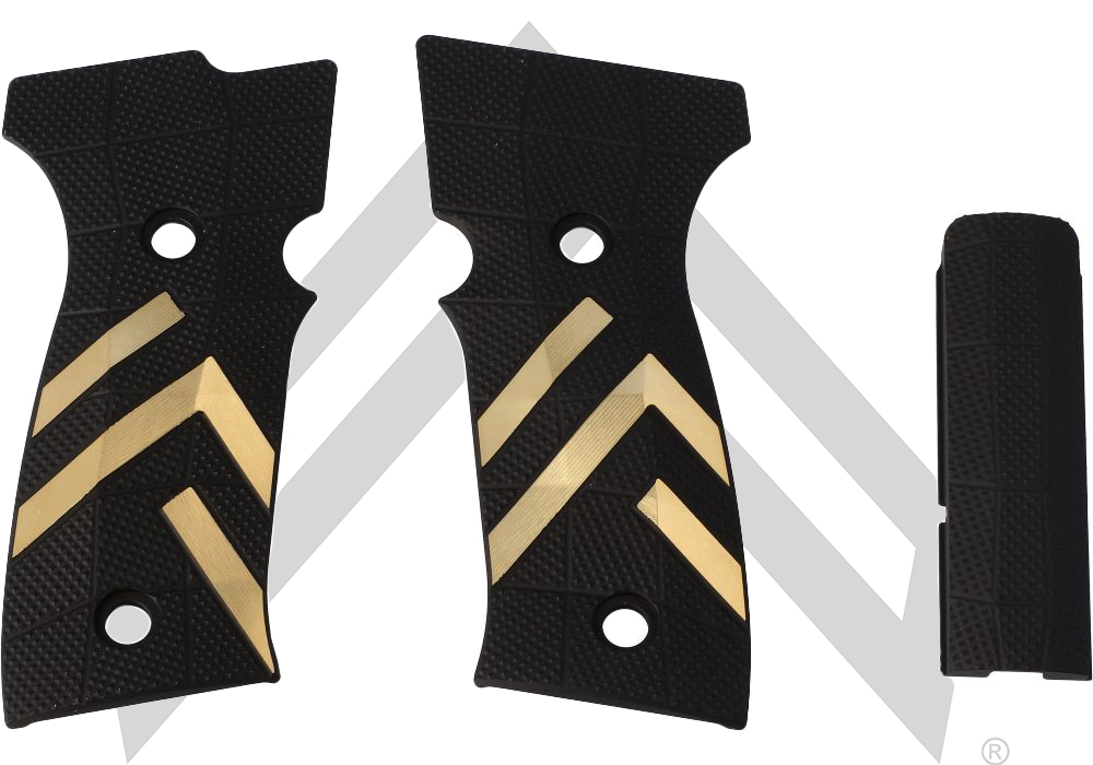 P320 AXG LEGION LOK GRIP PANEL SET, BRASS GRIDLOK - BLACK