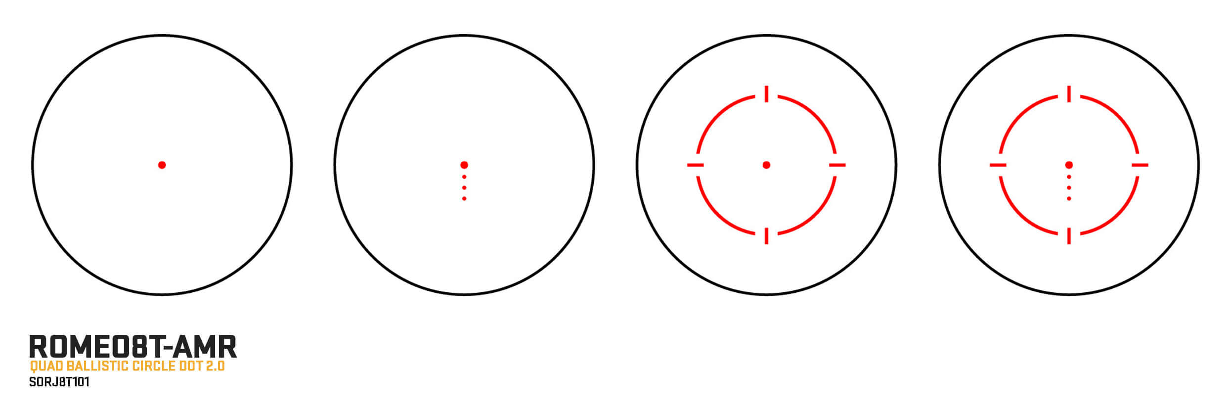 Romeo8T-AMR Quad Ballistic Circle Dot 2.0 Reticle