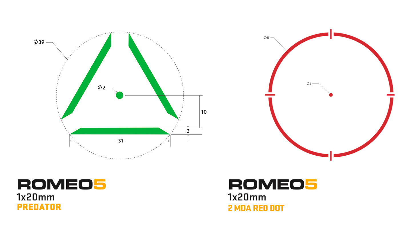 SOR52102 Sig Sauer Romeo5 XDR Red Dot Sight 1x20mm 2 MOA Dot 65 MOA Circle Dot 