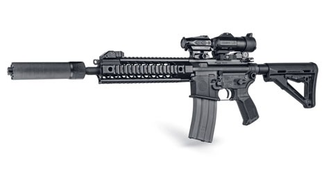 The SIG 516 G2 is featured with mounted optic, magnifier and suppressor. 