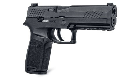 The P320 pistol is featured.