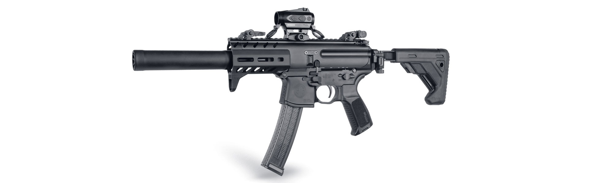 The  SIG MPX featured is the SIG MPX complete with optic and suppressor. 