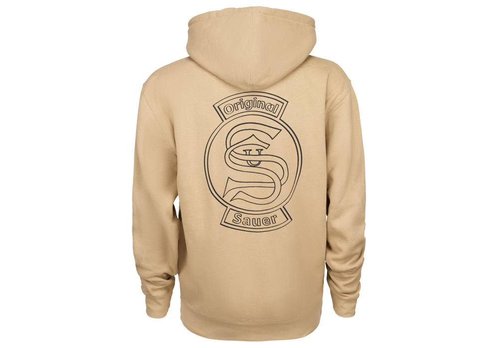 Image of VINTAGE SAUER & SOHN LOGO ZIP UP HOODIE - TAN