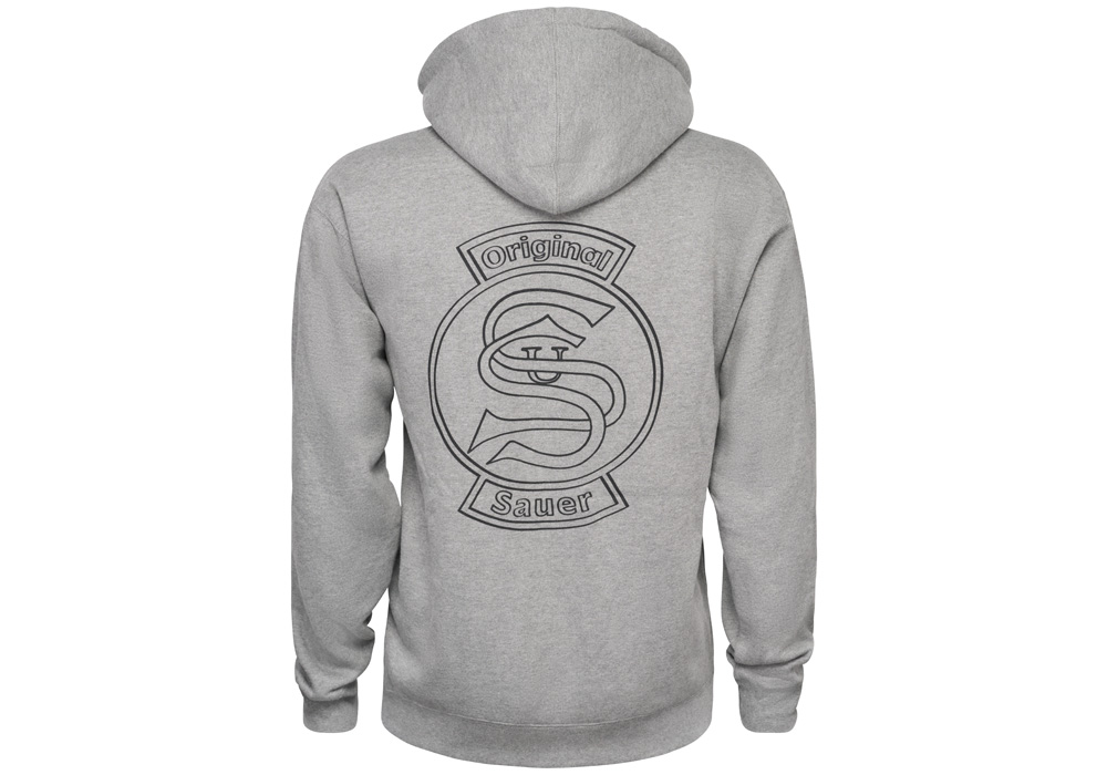 Image of VINTAGE SAUER & SOHN LOGO ZIP-UP HOODIE - GRAY