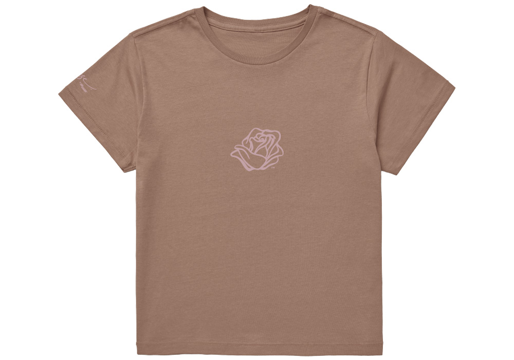 Image of ROSE MARK WOMEN'S CROPPED T-SHIRT - LATTE