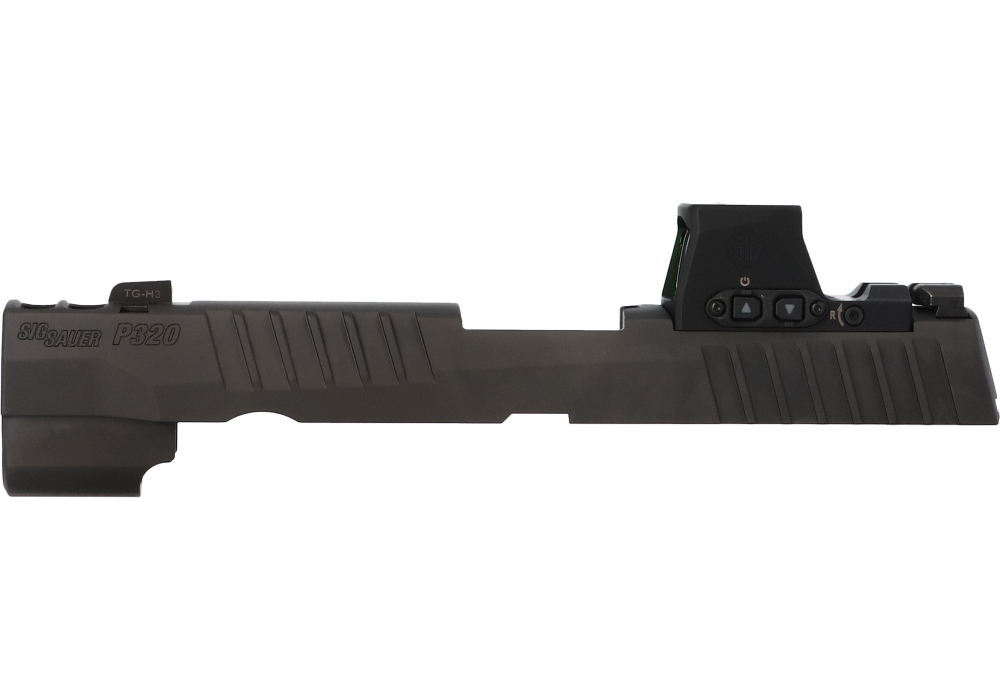 Image of P320 FULL SIZE 9MM 3.9" INTEGRATED COMPENSATOR SLIDE ASSEMBLY, ROMEO-X PRO, BLACK